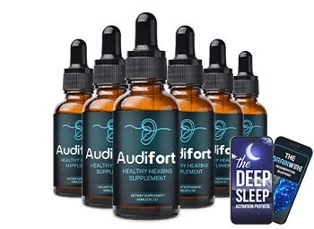 Six bottles of Audifort hearing supplement with special discount pricing